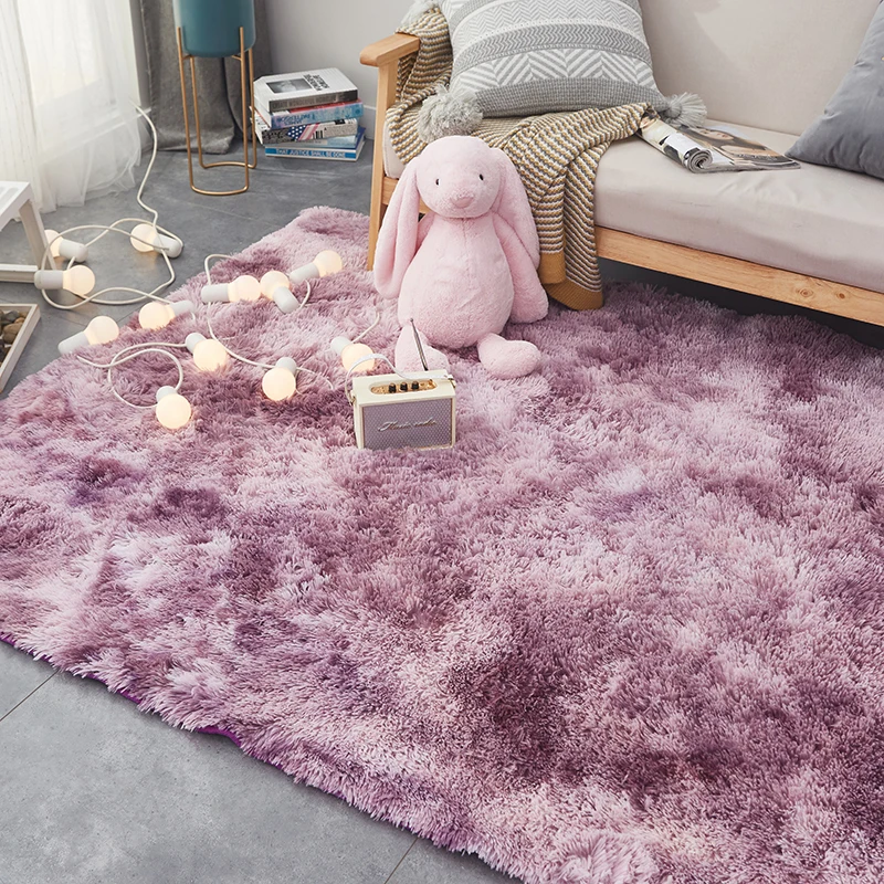 Фиолетовый с длинным ворсом Тай-дай напечатанный ковер Alfombra теплые домашние