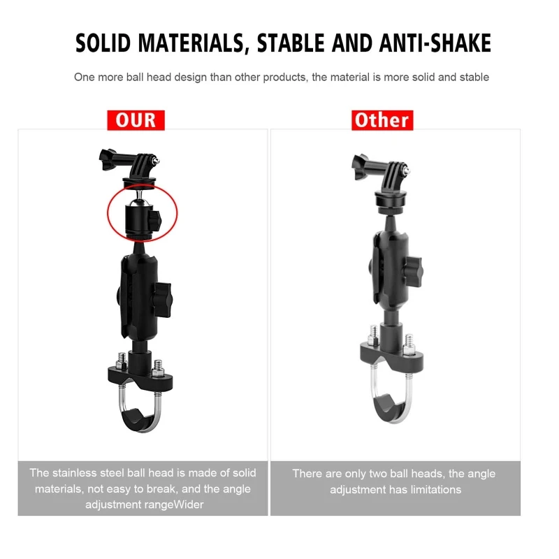 

360 Rotating Bike Motorcycle Handlebar Mount Stand for Hero 9 8 7 Action Camera WXTB