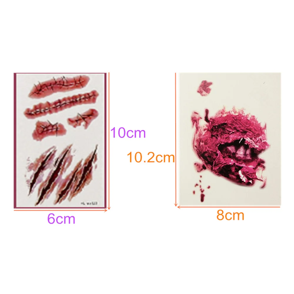 GH Halloween Party Decoration Zombie Scars Tattoos with Fake Scab Bloody Makeup Props Wound Scary Blood Injury Sticker | Дом и сад
