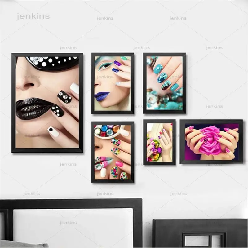 

Different Colors and Type of Nail Salon Wall Art Canvas Painting Manicure Modern Fashion Poster and Print Modern Home Decoration