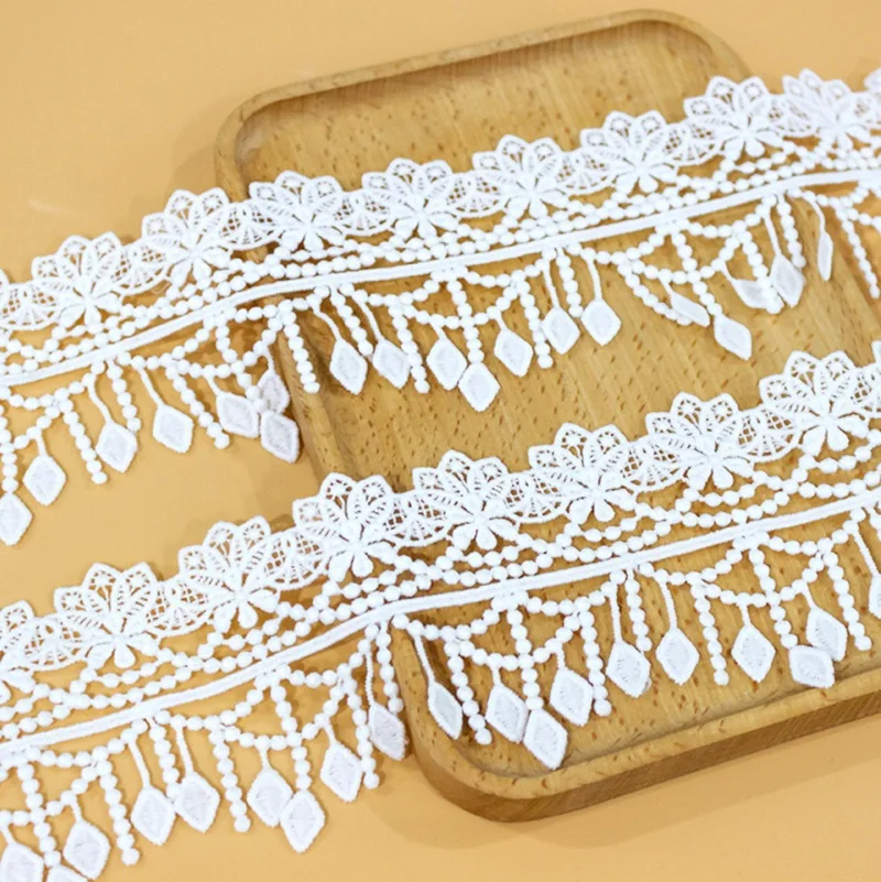 

New Style Clothing Lace Fabric Polyester Beard Bead Curtain Tassel Water Soluble Lace Accessories