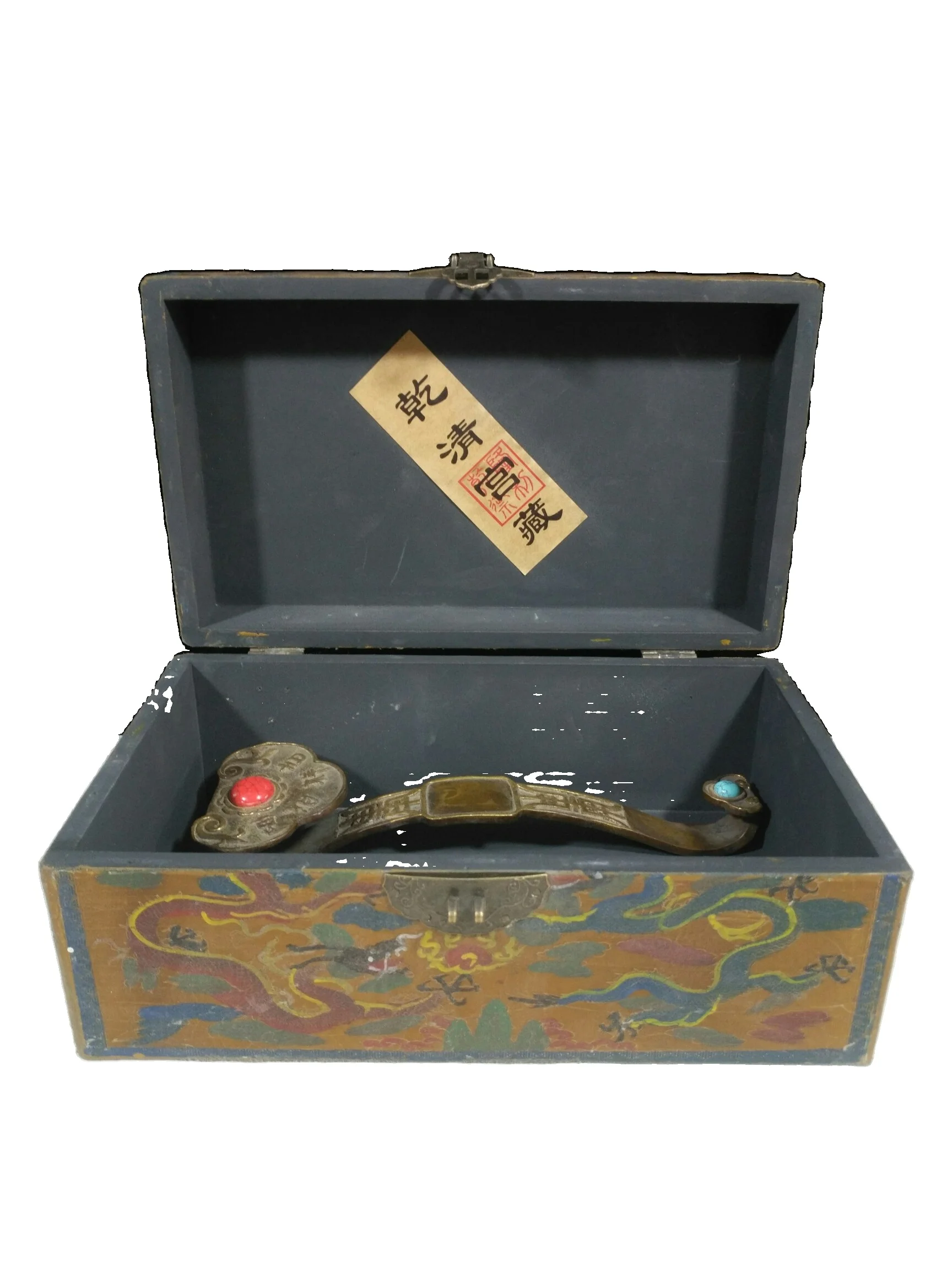 

Коллекция амового лака Laojunlu, набор из бронзы и драгоценных камней Ruyi, благоприятный набор Ruyi Qianqing Palace Treasure Ruyi Chinese