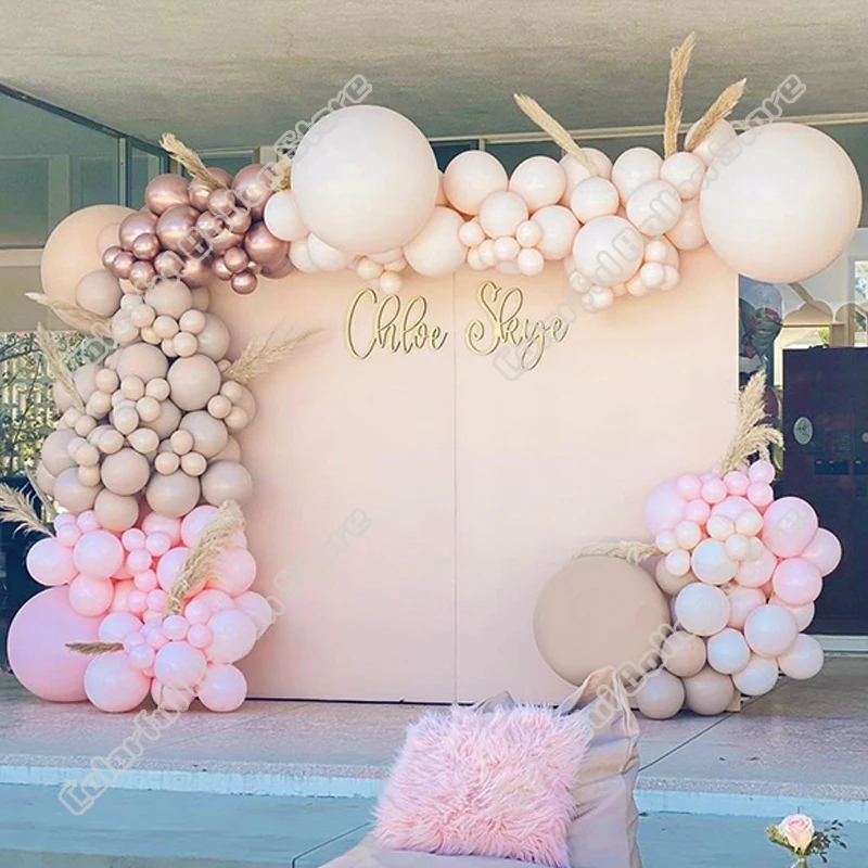 

200pcs Double Cream Peach Latex Globos Rose Gold Double Apricot Balloon Arch Kit Wedding Birthday Party Swimming Pool Decoration