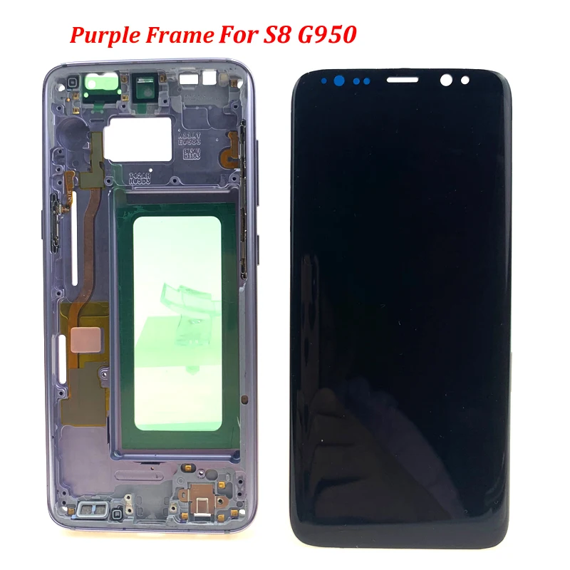 S8 Purple Frame ЖК-дисплей для samsung Galaxy S8 G950 G950F экран для samsung S8 Plus G955 G955F сжигание тени дисплей сенсорный экран - Цвет: S8 Purple Frame