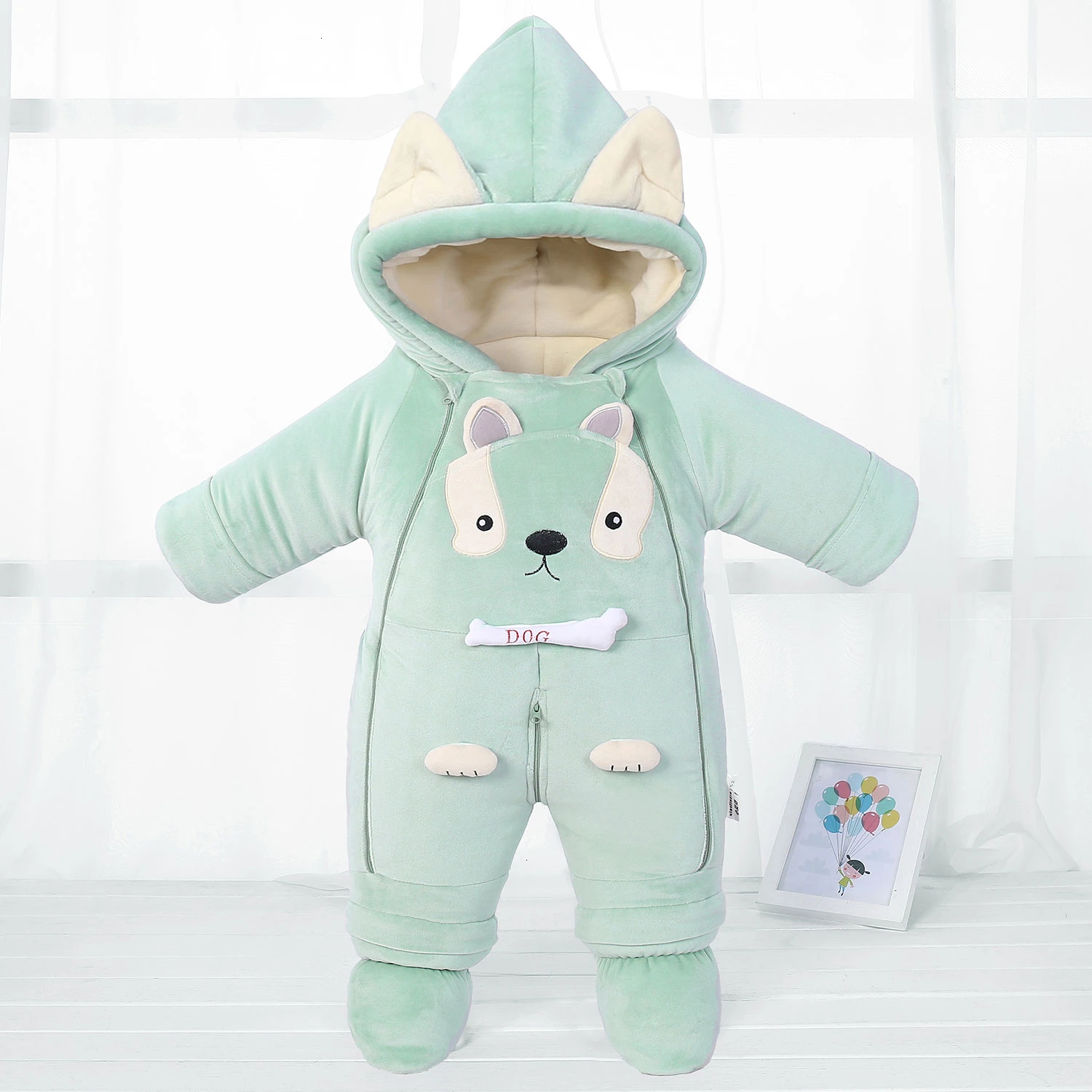 

Детский фланелевый костюм для новорожденных, на возраст до-30 градусов, зимняя куртка, комбинезон с мультяшным рисунком, одежда для мальчико...