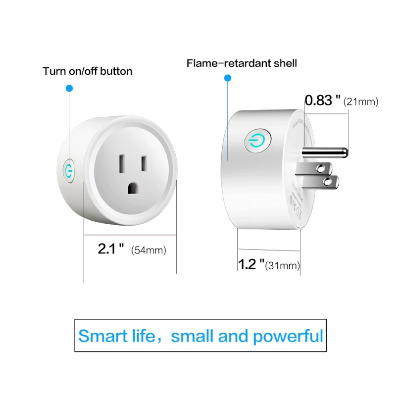 

2Types US Plug 10A WiFi Smart Socket Power Plug Outlet Remote Control Energy Monitor Works with Amazmart Home and Alexa/Google