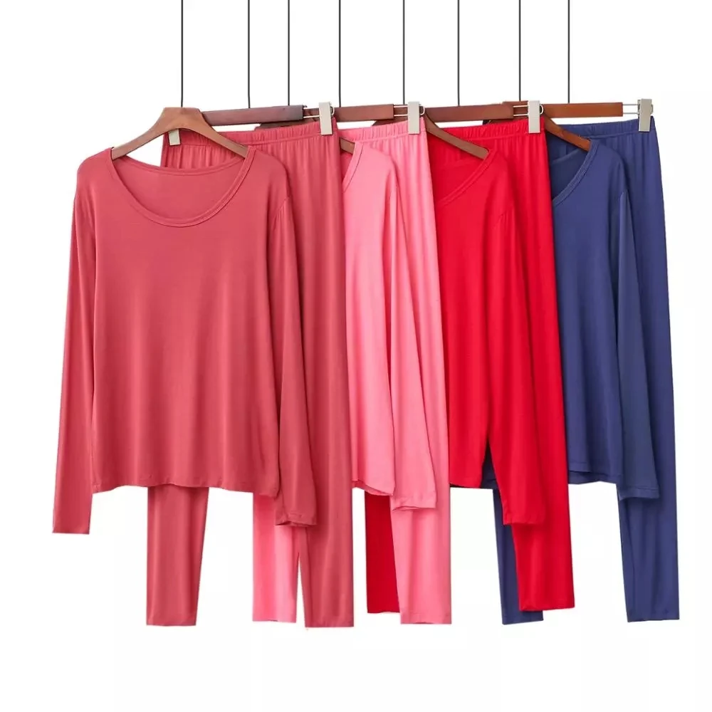 

large Size 6XL 150kg pajamas Set For women Modal Thermal Underwear Home wear sleep wear spring Comfortable soft pajamas blue 60
