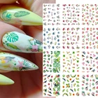 Набор наклеек для ногтей Переводные переводные наклейки слайдеры Смешанные Цветочные геометрические украшения для ногтей цветок листья украшение для маникюра