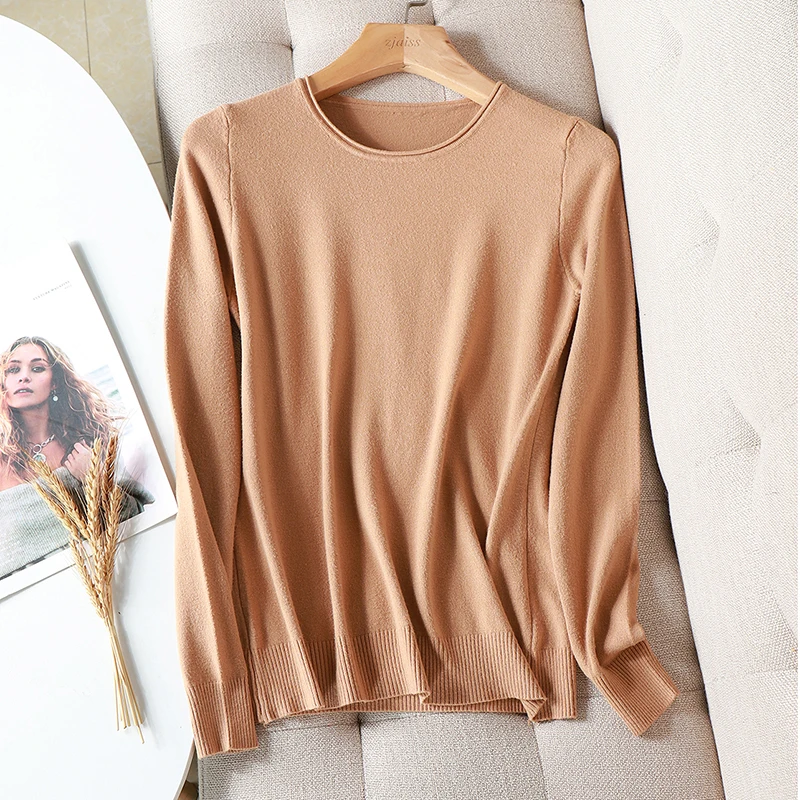 

2021 casual basic Autumn winter Women Sweater Pullovers Long Sleeve o-neck chic Sweater Female Slim knit soft jumper Pullover