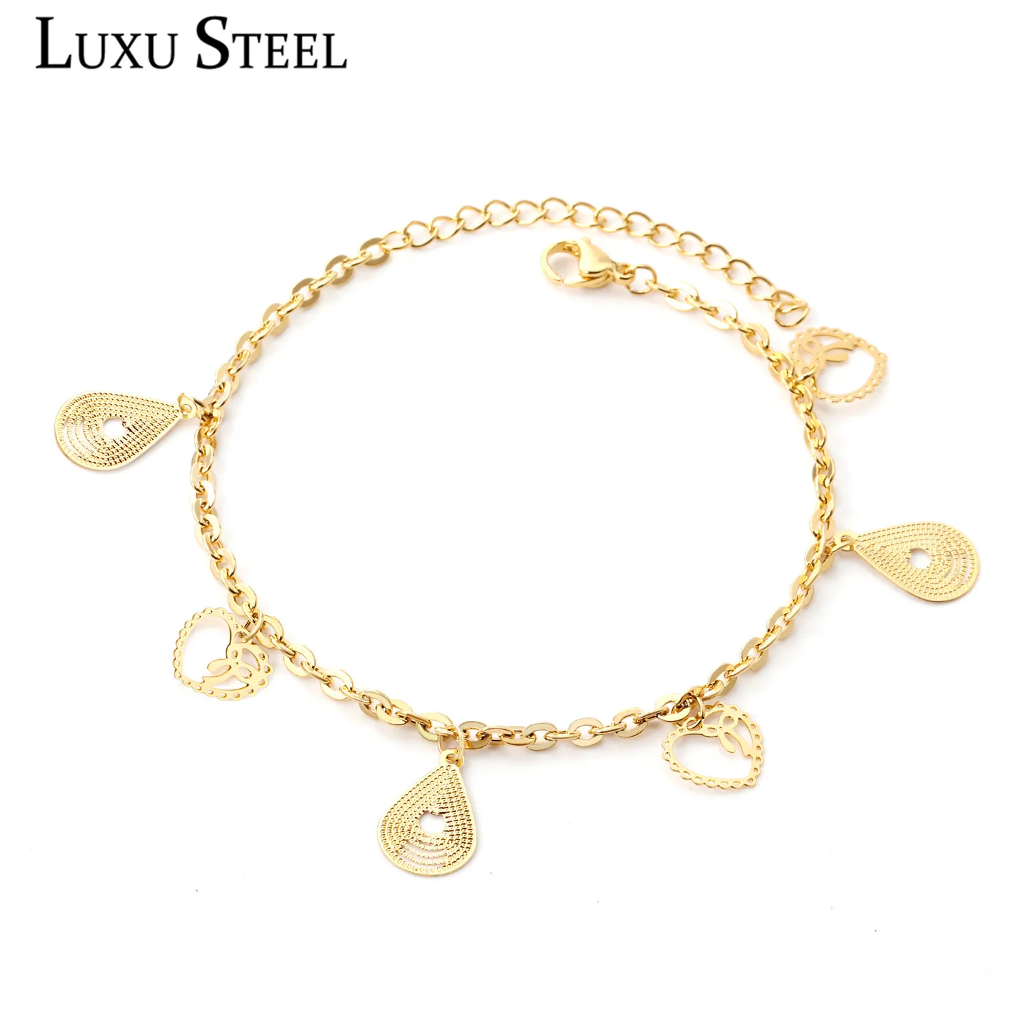 Женские золотые браслеты LUXUSTEEL вечерние из нержавеющей стали с подвеской в виде