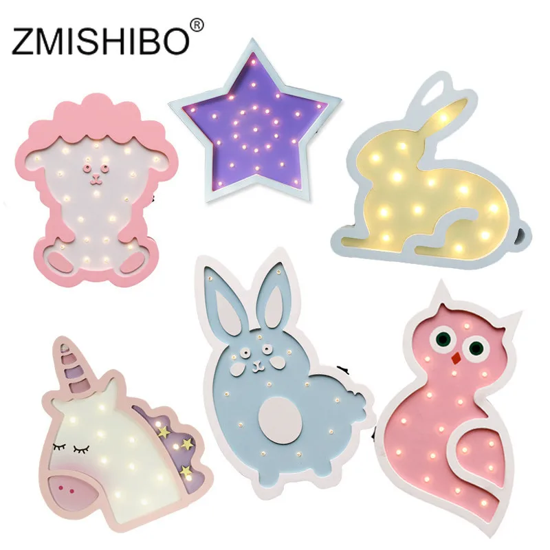 ZMISHIBO деревянный ночник с животными в форме овцы кролика собаки для детей спальни