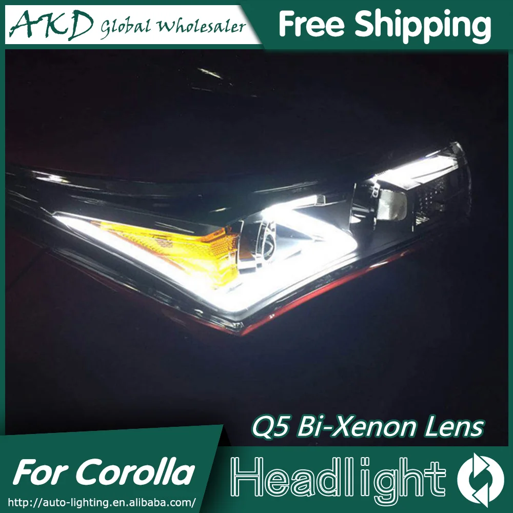 AKD автомобильный Стайлинг фары для Toyota Corolla 2014-2015 Altis СВЕТОДИОДНЫЙ DRL биксеноновый