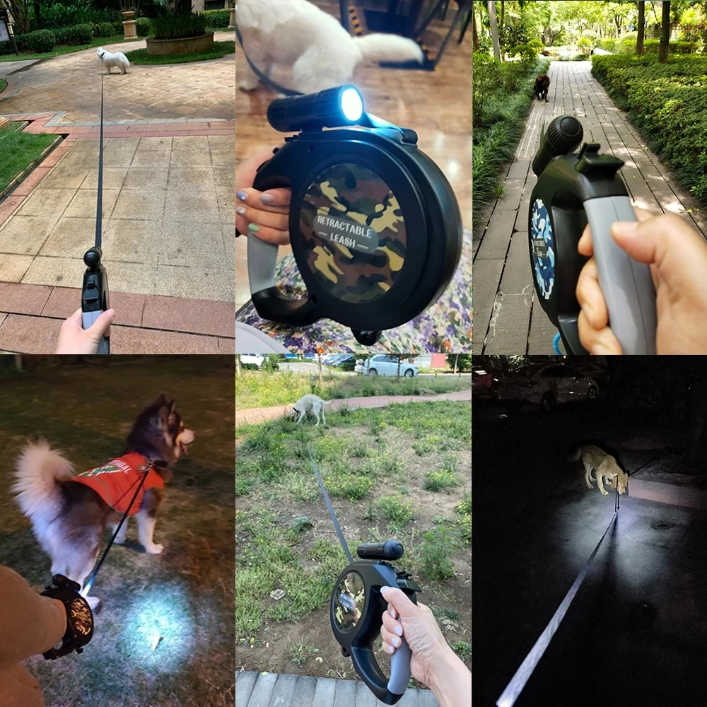 

Dog Automatic Retractable Leash Dog Leash LED Flashlight Automatic Extendable Large Pet Lead Strong Pets