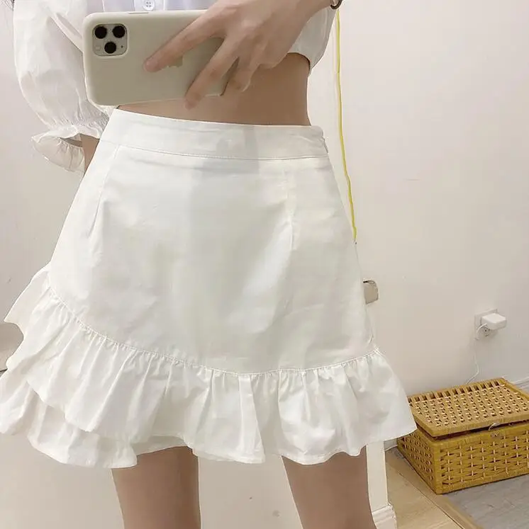 

High waist bag hip skirt solid color wild pleated skirt women