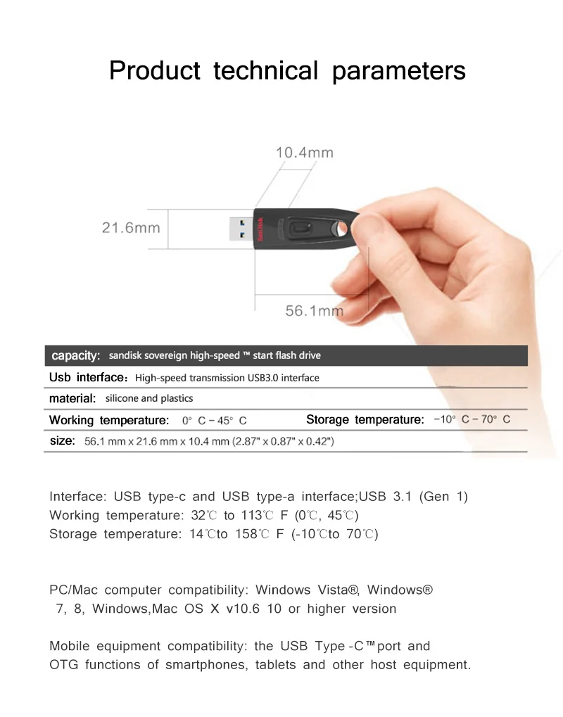 Двойной Флеш-накопитель SanDisk CZ48 USB флэш-накопитель USB 3,0 флэш-накопитель флэш-диск 128 Гб 64 ГБ 32 ГБ оперативной памяти, 16 Гб встроенной памяти, Макс 100 МБ/с. флешки черный U диска