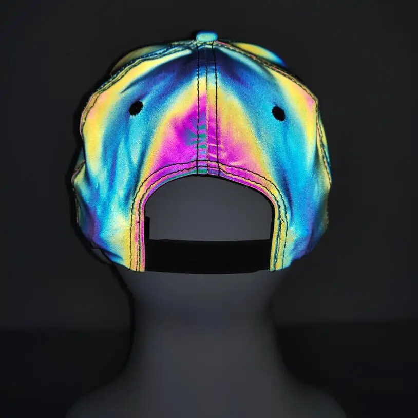 

2020 men new rainbow color reflective baseball cap teenagers hip-hop dazzle colour luminous cap