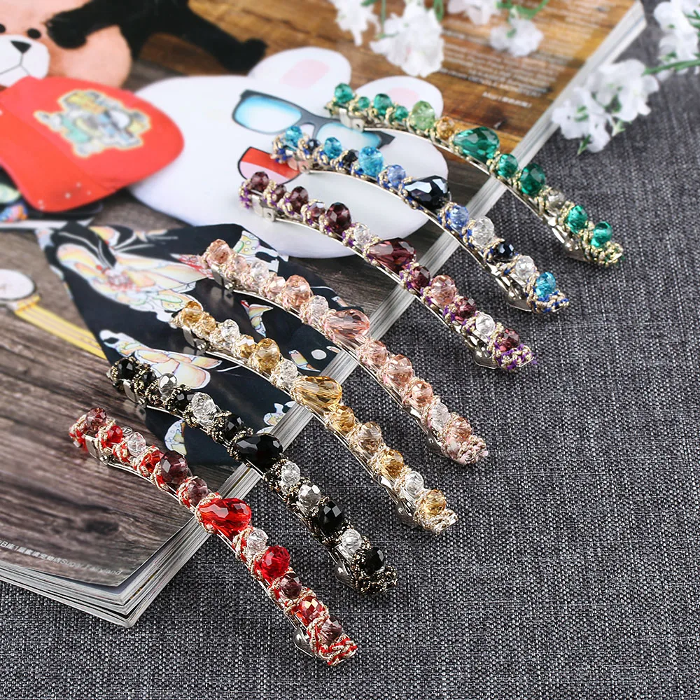Модные корейские заколки для волос со стразами 1 шт. девочек геометрический зажим