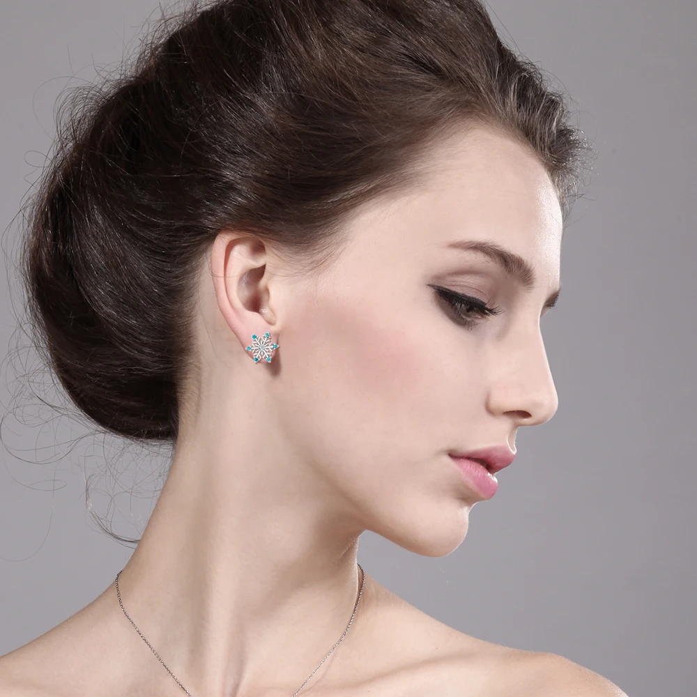 Женские серьги снежинки из стерлингового серебра 925 пробы с натуральным алмазным