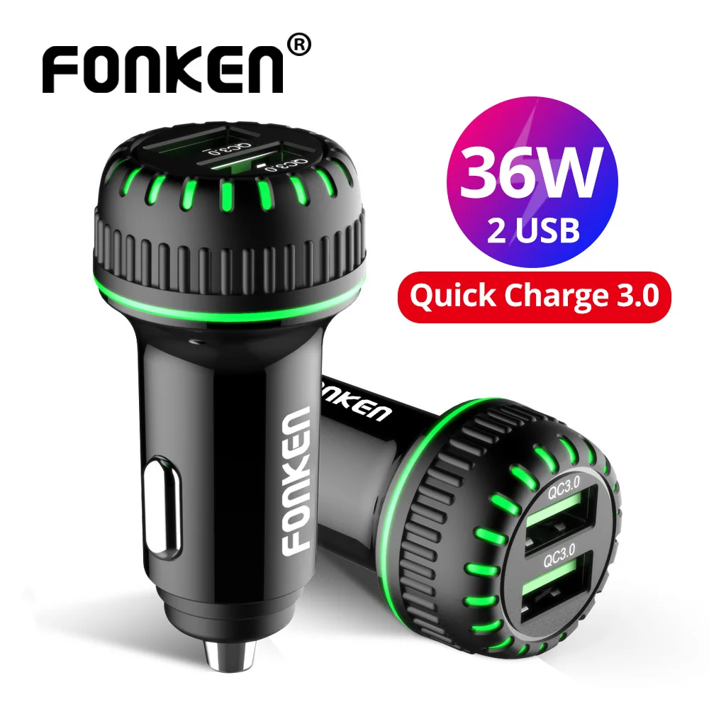 FONKEN USB Автомобильное зарядное устройство с функцией быстрой зарядки 3 0 Для