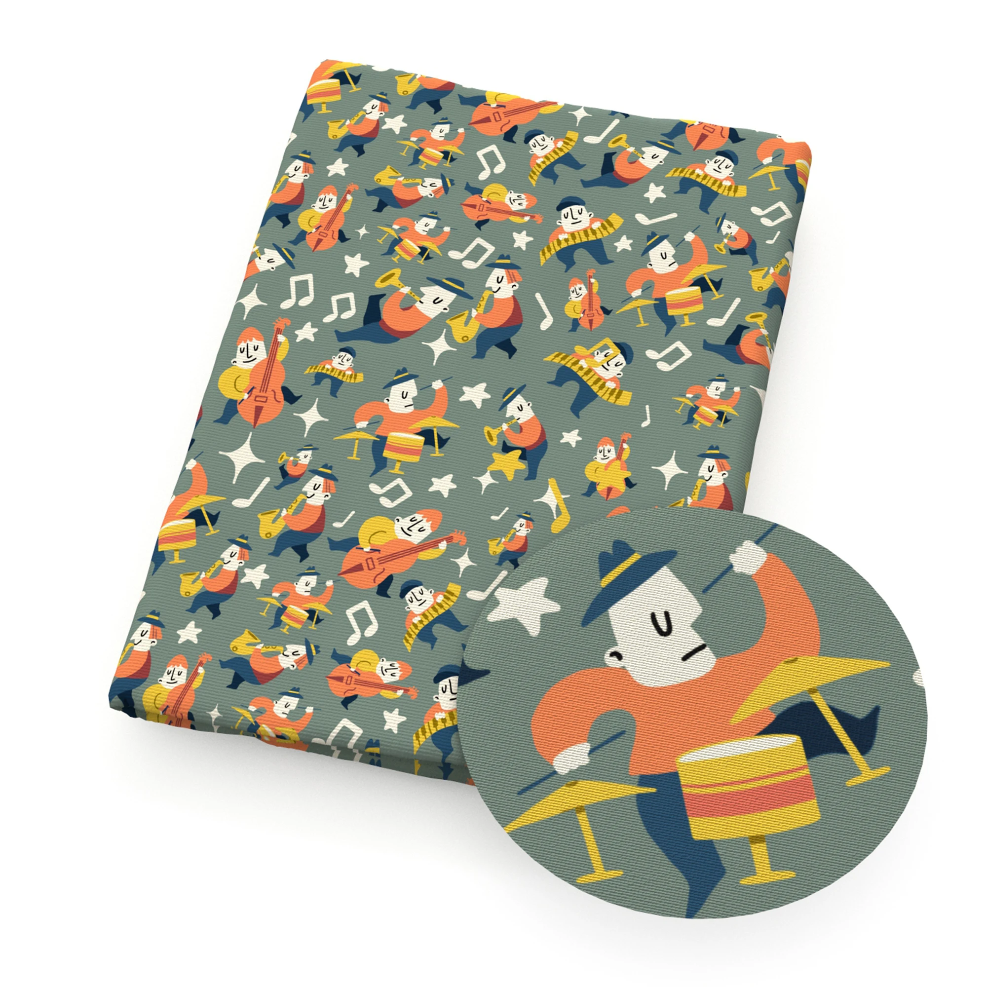 Ткань из полиэстера и хлопка с принтом музыкальной гитары ткань для шитья