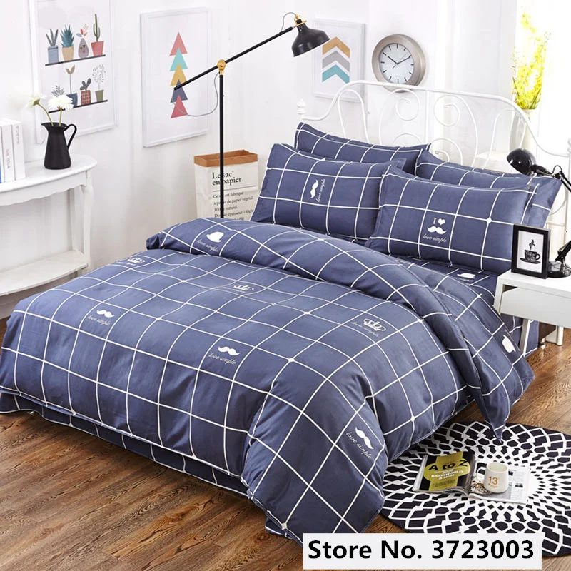 

Simple Grid Design Bedding Multi-size Sheet Duvet Cover Pillowcase Single Piece Bedding Single Person Double Quilt Cover