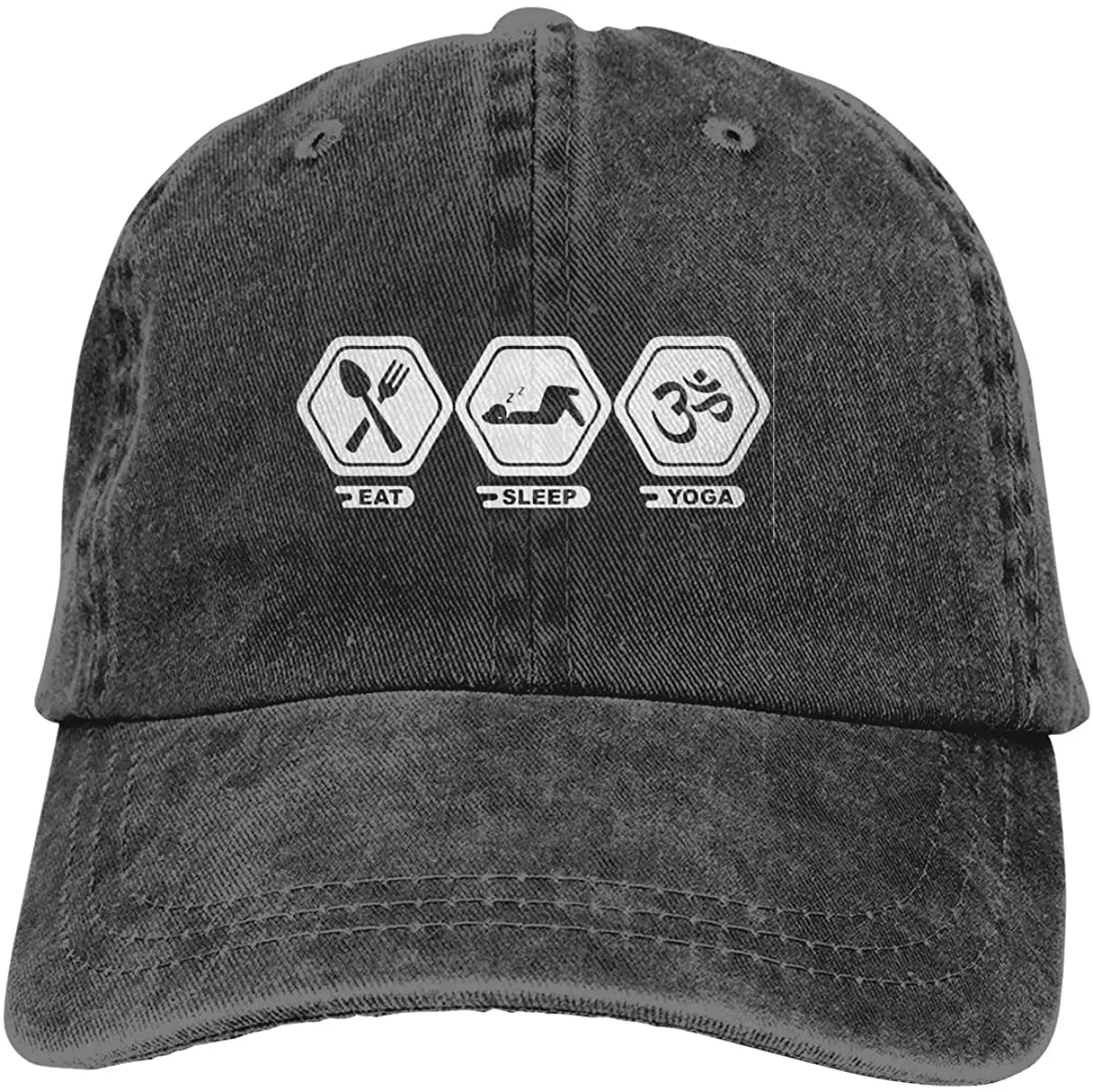 

Unisex Eat Sleep Yoga Vintage Washed Twill Baseball Caps Adjustable Hat Funny Humor Irony Graphics Of Adult Gift Black