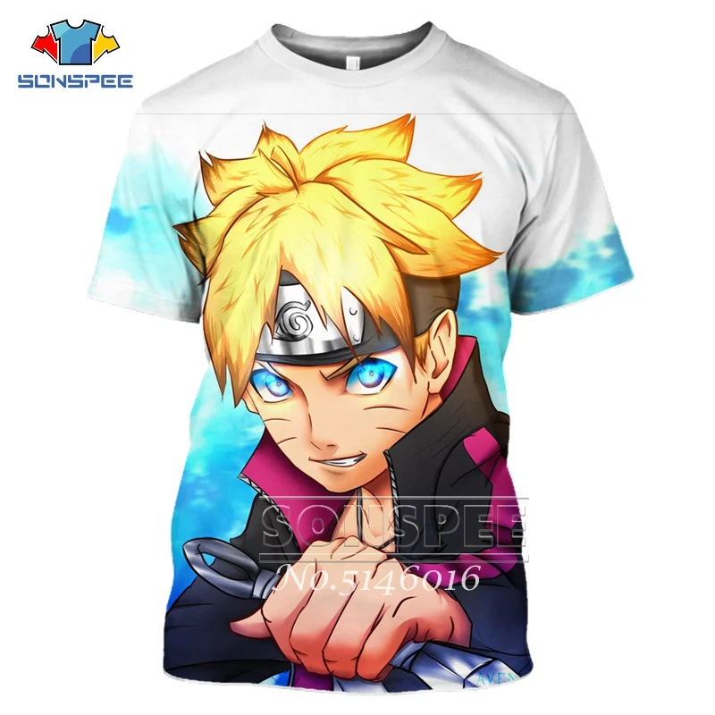SONSPE/забавная футболка в стиле Харадзюку С 3D принтом аниме BORUTO Модная толстовка