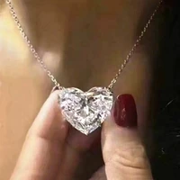 luxury bling aaa zircon crystal love heart shape necklace diamond pendant exquisite women choker wedding bridal jewelry 2021