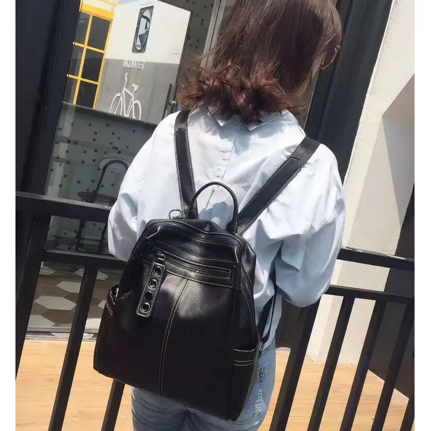 Рюкзак ZENCY женский из 100% натуральной кожи ранец телячьей кофейного цвета|Женские