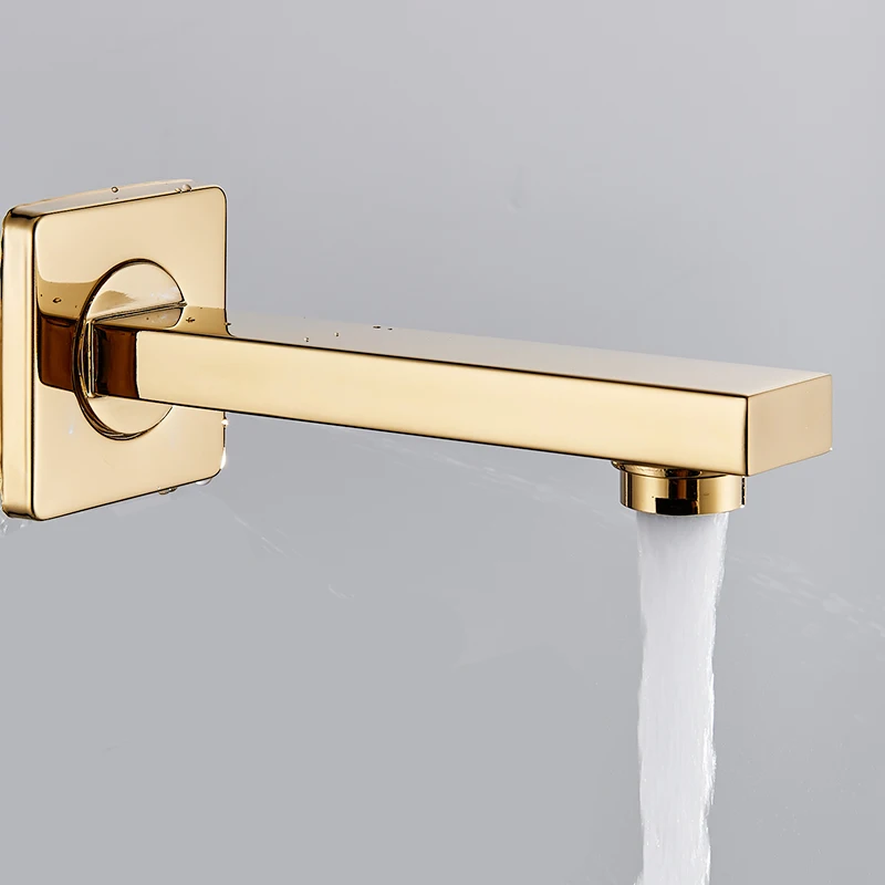 Золотой Ванная комната душа комплект 3 канальный осадков Системы Настенный 8 10 12 ''Насадки для душа латунь Ванна Носик Смеситель для горячей и холодной воды