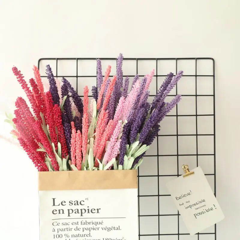 

Lavender Flowers Artificial Garden Plants Decoration Ornament Home Party Wedding Table PE Fake Flowers DIY Wall Decor Bouquets