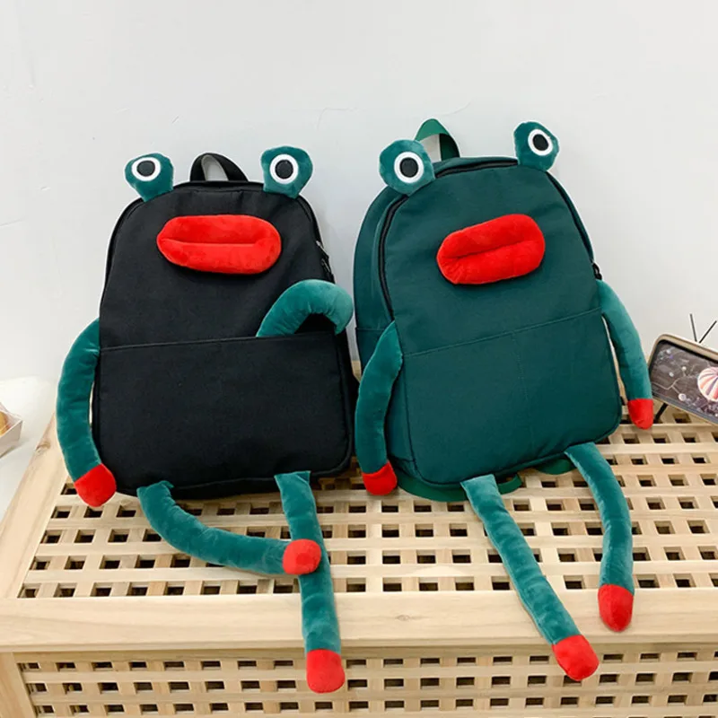 Рюкзак женский нейлоновый с рисунком лягушки|Мужские рюкзаки| |