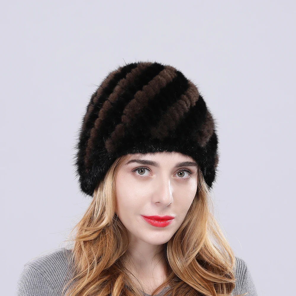 Новое поступление зимняя женская меховая шапка вязаные шапки из натурального