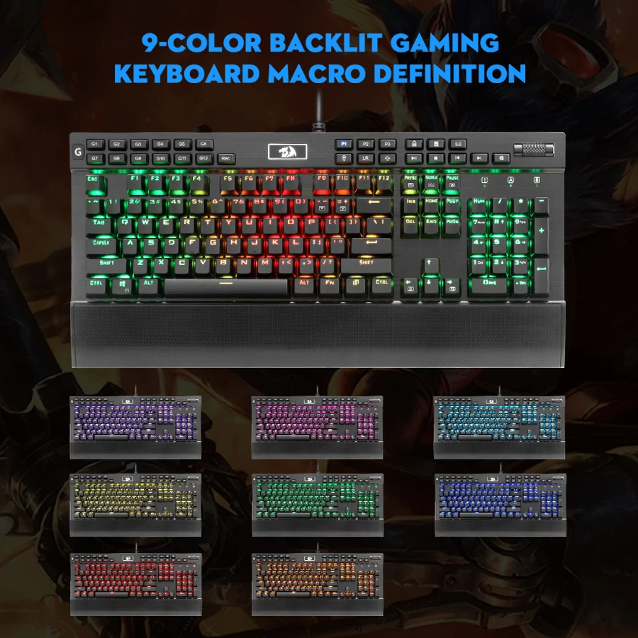 Механическая игровая клавиатура Redragon K550 с алюминиевым USB Rgb красным и фиолетовым