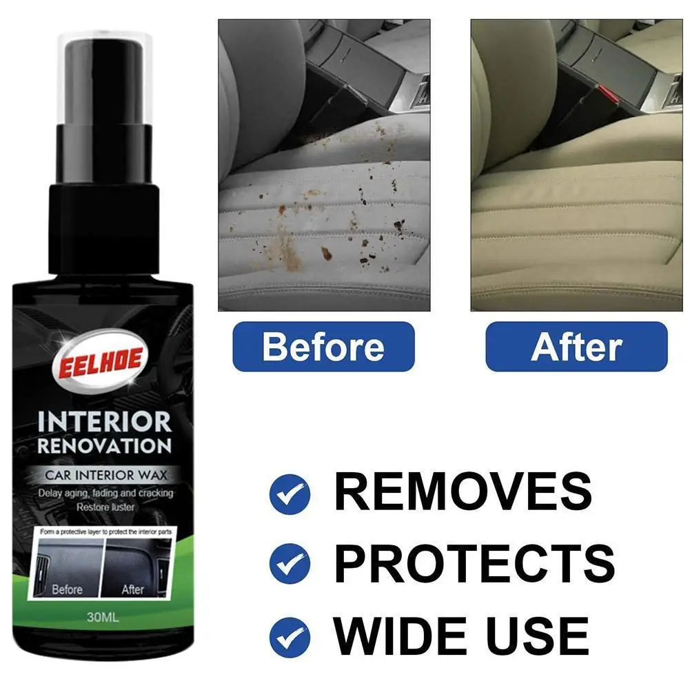 

30ml Auto Care Wax Agent Automotive Plastic Leather Cleaning Spray Accessories Car Refurbishing Cream Cleaner E8S7