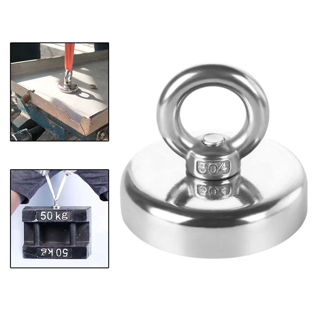 

Strong Fishing Magnet Deep Sea Salvage Magnetic Hook NdFeB Permanent Neodymium Rope Magnetic Fishing Tool
