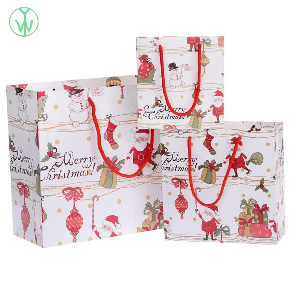 

2022 SML New Merry Christmas Candy Tote Bags Paper Cartoon Gift Bag Christmas Paper Bag Handbag Gifts Packaging Bag