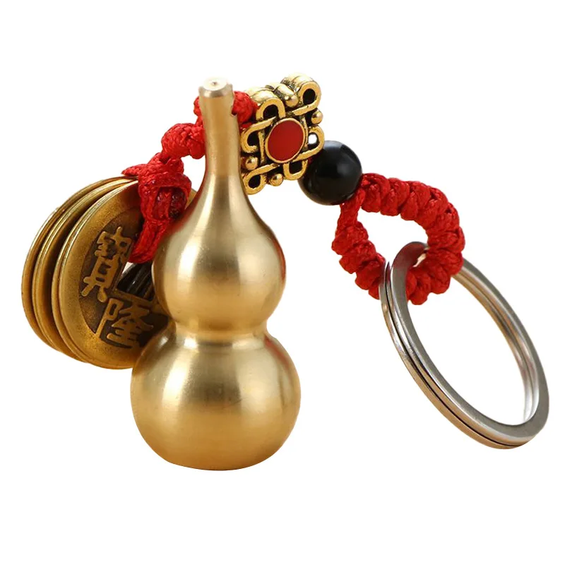

Copper Gourd Key Chain Five Emperors Money Key Chain Pendant Copper Gourd Hanging Activities Gift Copper Gourd