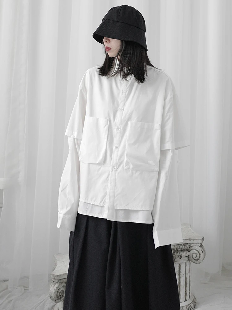 

Рубашка женская с длинным рукавом, модная блуза свободного покроя, однотонная простая, весна-лето