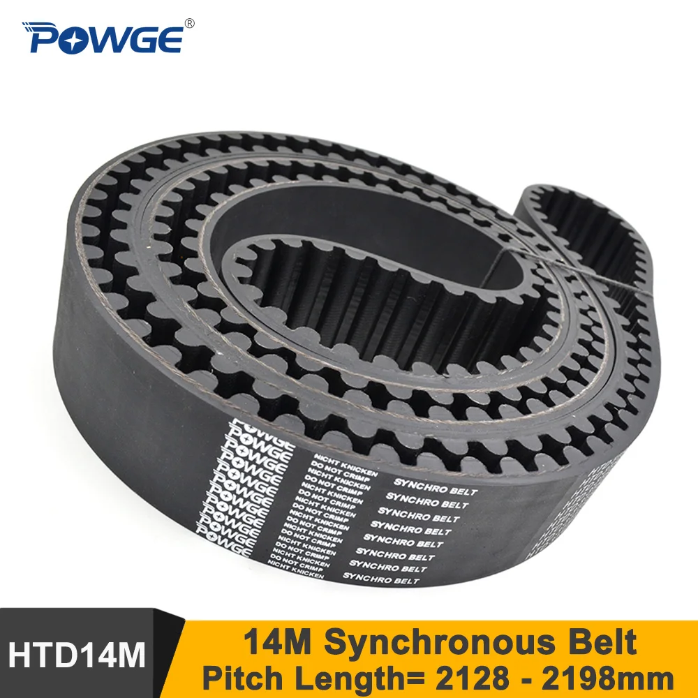 

POWGE 2128 2156 2170 2184 2198 14M Synchronous Belt W=25-50mm Teeth=152/154/155/156/157 HTD14M Timing Pulley 2156-14M 2198-14M