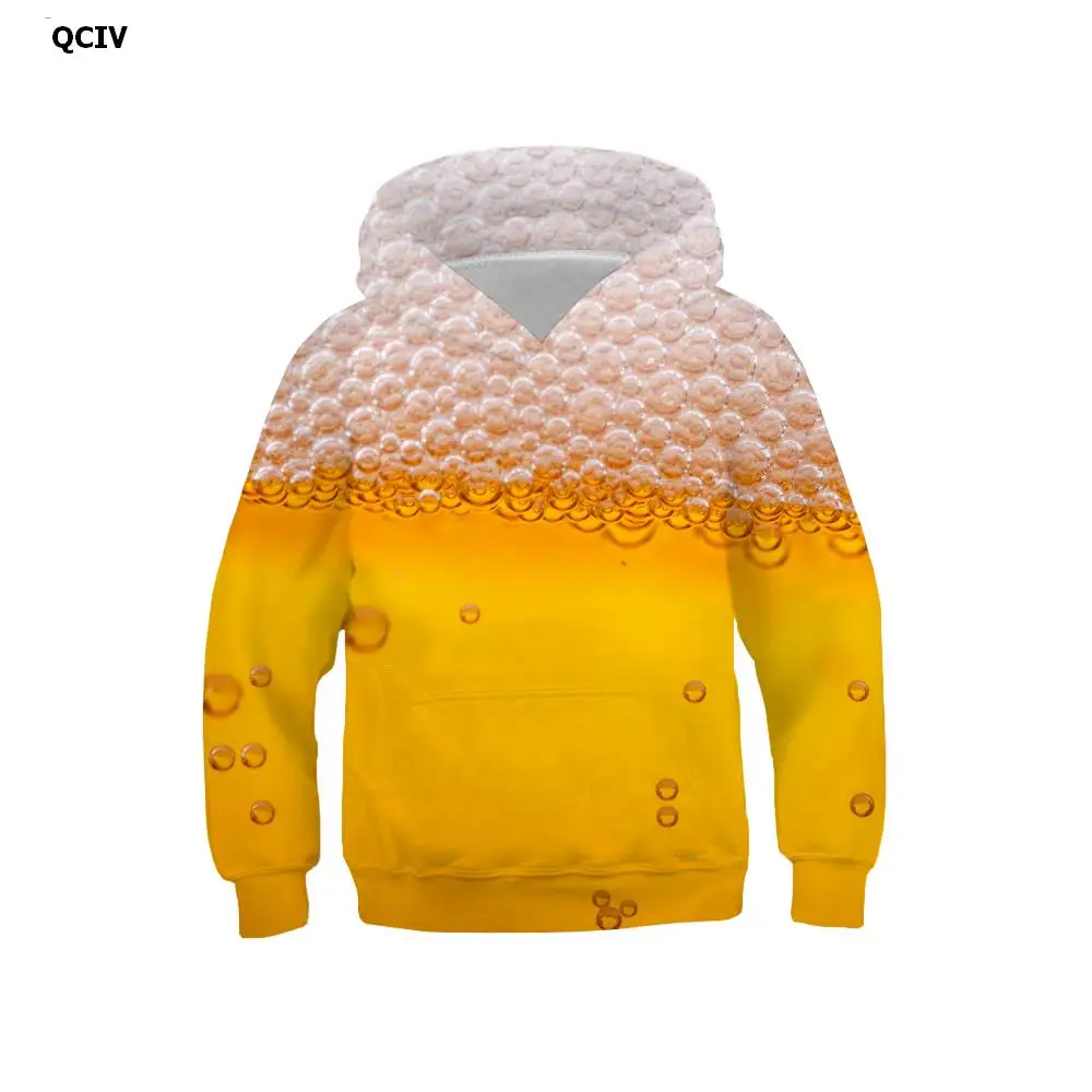 

QCIV 3d Hoodies Beer Hoodie kids Bubble Sweatshirt Printed Novel 3d Printed Funny Hooded Casual Unisex Funny Autumn Pocket