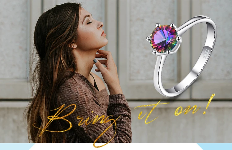Jewelrypalace 1ct Мистик своих Радуга Топаз Обручение обручальное кольцо Твердые 925 круглый Вогнутый уникальный Новинка г. подарок