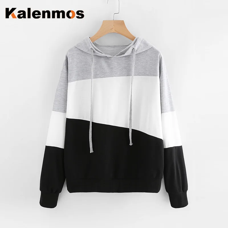 Уличная одежда полосатые теплые толстовки осенняя длинный рукав шнуровка