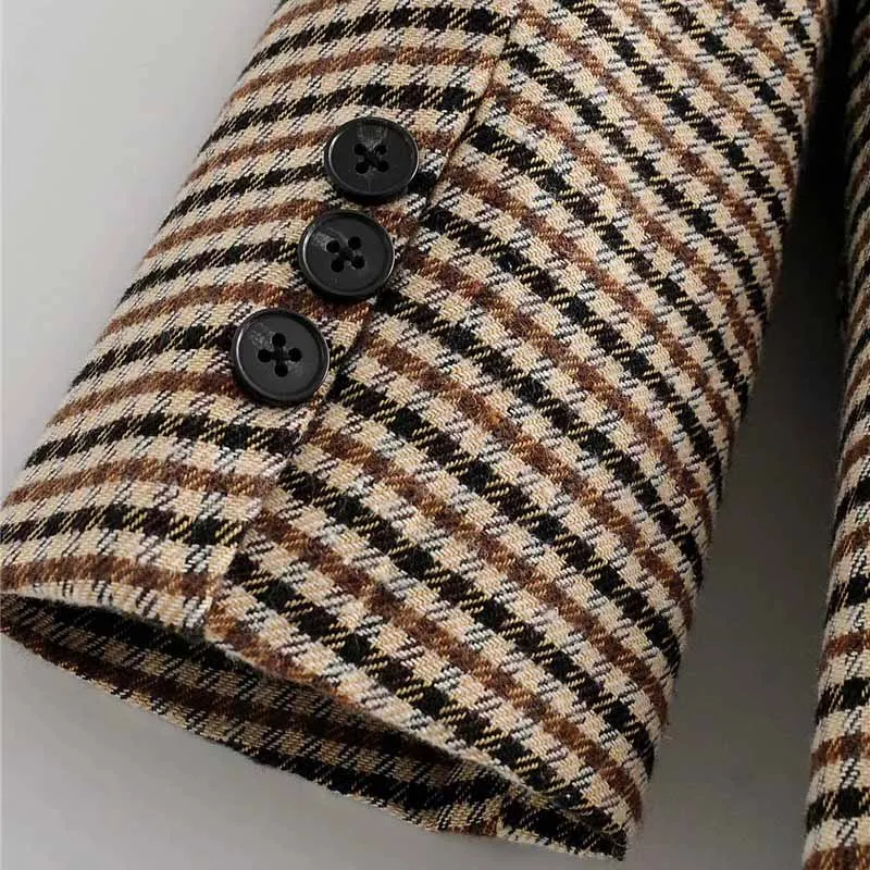 

KRSB Ladies Plaid Blazer Long Sleeve Loose High Street Suit Coat Jacket Women Single Breasted Comfortable Blazers Female