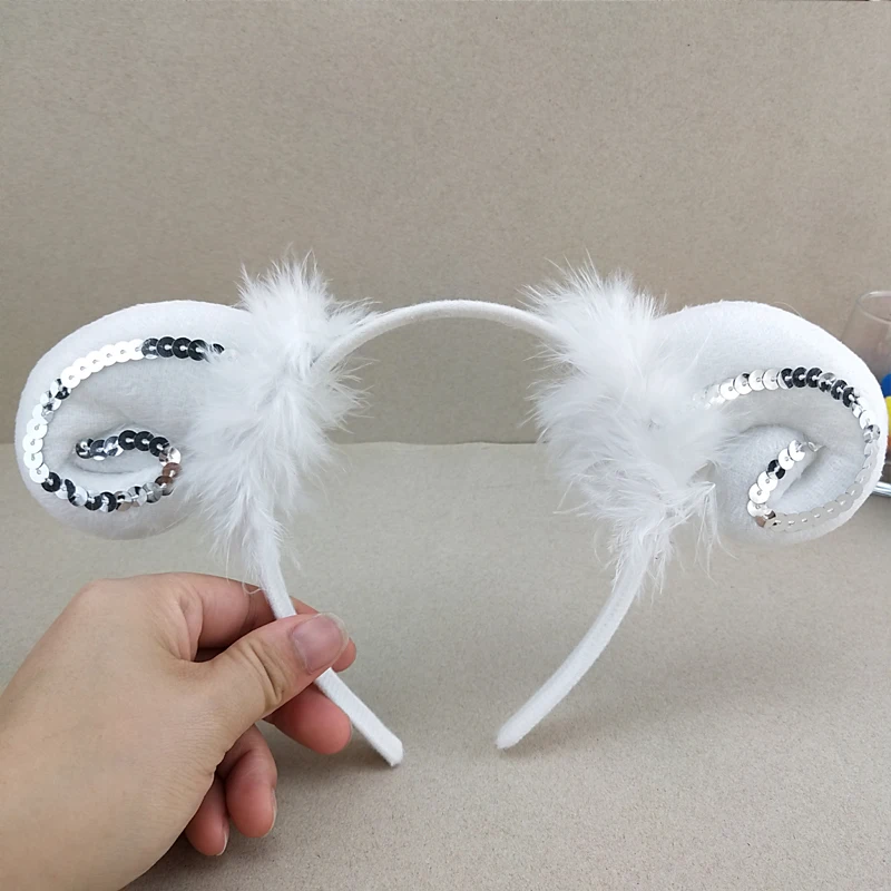 

Halloween Party Cartoon Sheep Goat Horn Animal Ear Headband Cosplay Props Birthday Gift Christmas Hair Accessories