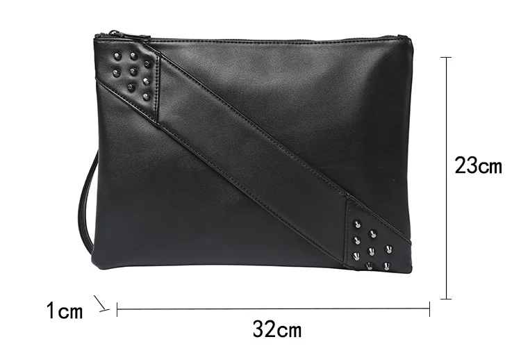 

Fashion rivet men Clutches luxury designer envelope clutch purse PU leather Messenger bag for man Crossbody bag Lady Handbag