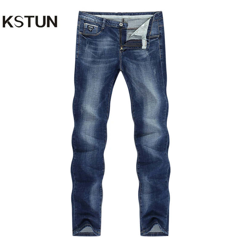 Джинсы KSTUN мужские прямые из хлопка облегающие брюки денима стрейч деловой стиль