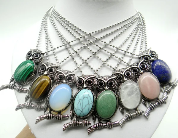 Подвеска из натуральной глины опал тигровый глаз Сова для изготовления