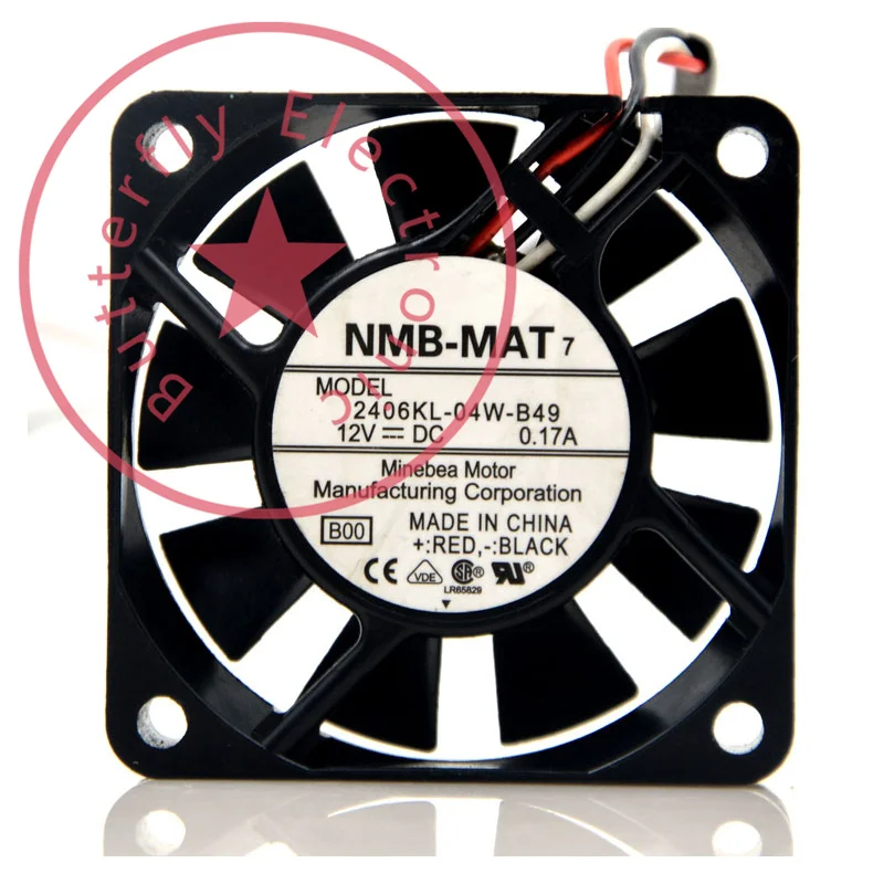 Новый вентилятор охлаждения 2406KL-04W-B49 DC 12 В 0.17A с шарикоподшипниками 60*60*15 мм 6015