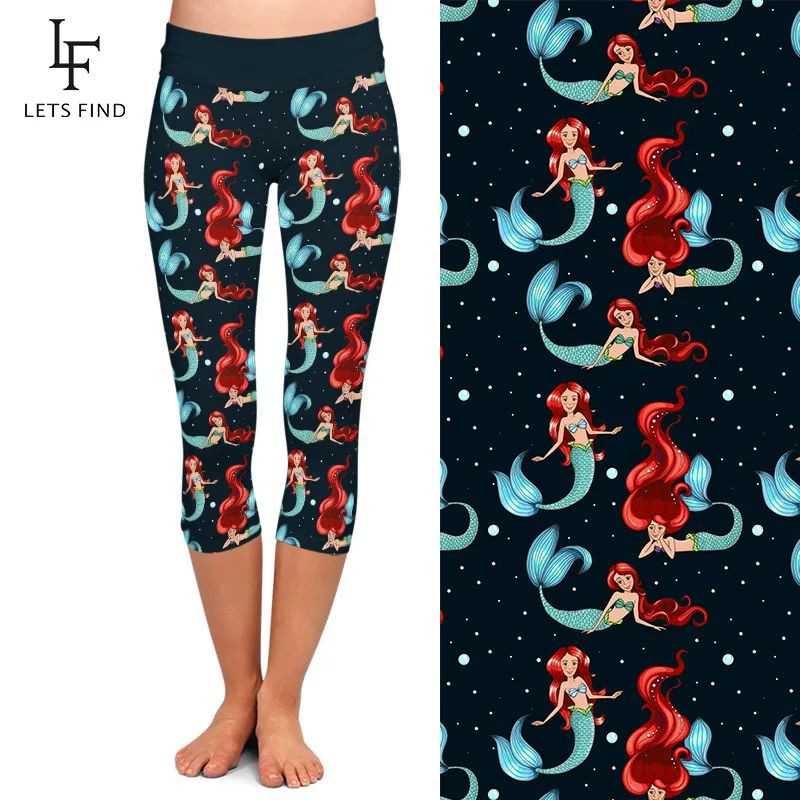 Леггинсы женские летние эластичные до середины икры с высокой талией | Женская